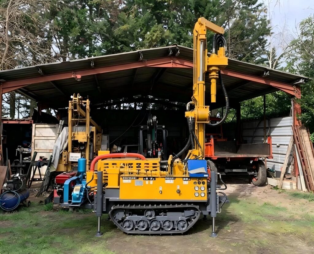 HY150S small water well drilling rig at European customer site after delivery