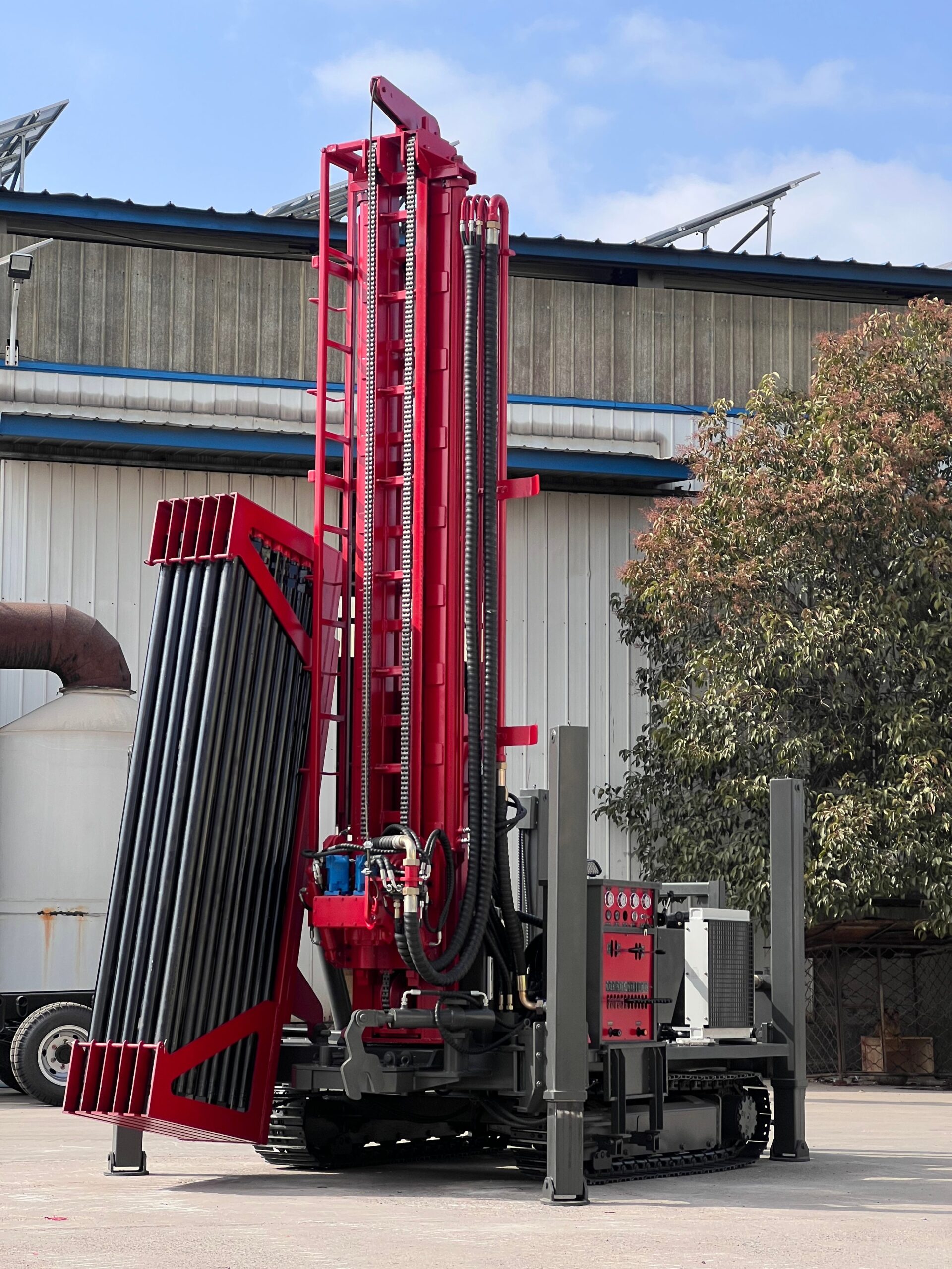HY280 hydraulic well drilling rig crawler water well drill machine with hydraulic rod magazine